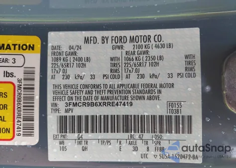 2024 Ford Bronco Sport Big Bend from USA, damaged, VIN 3FMCR9B6XRRE47419